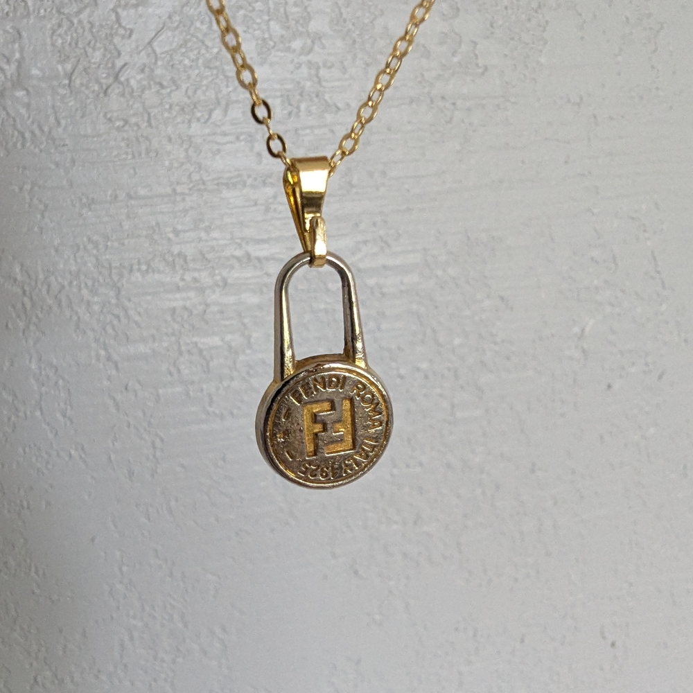 Fendi Gold Lock Pendant Necklace